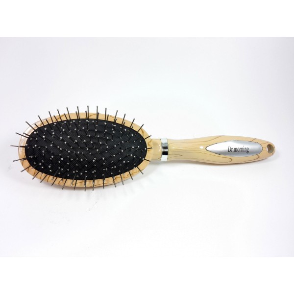برس سوزنی دسته چوبی طلایی بیضی شکل Hair brush Dr.morning560