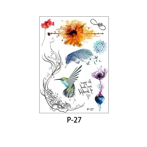 تاتو موقت بر چسب Tatoo FOR  WOMEN 3D Beauty Stickers  P-27