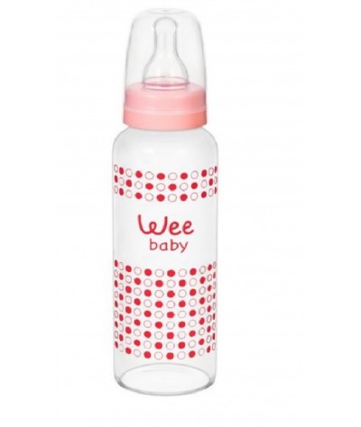 ابزار شیر خوری شیرخوری پیرکس شفاف 180 سی سی Wee baby Heat - Resistant Glass Feeding Bottle 180 cc